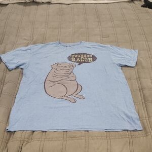 Light Blue Pig Graphic Tee Size XL